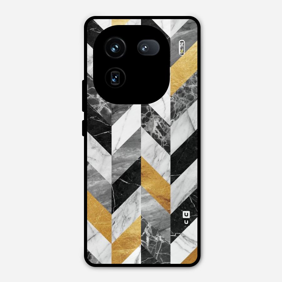 Yellow Grey Marble Metal Back Case for iQOO 12