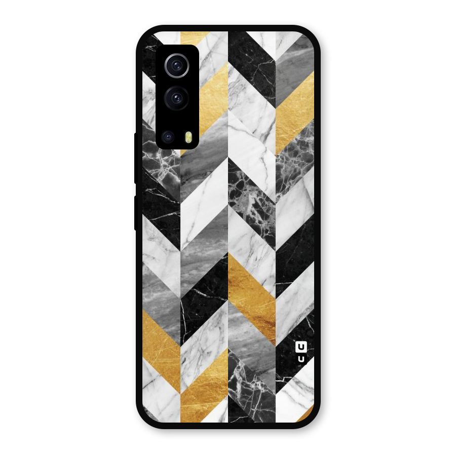 Yellow Grey Marble Metal Back Case for iQOO Z3