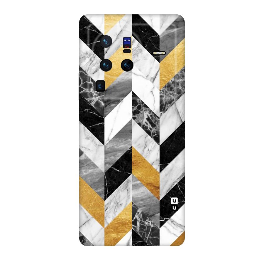 Yellow Grey Marble Original Polycarbonate Back Case for Vivo X80