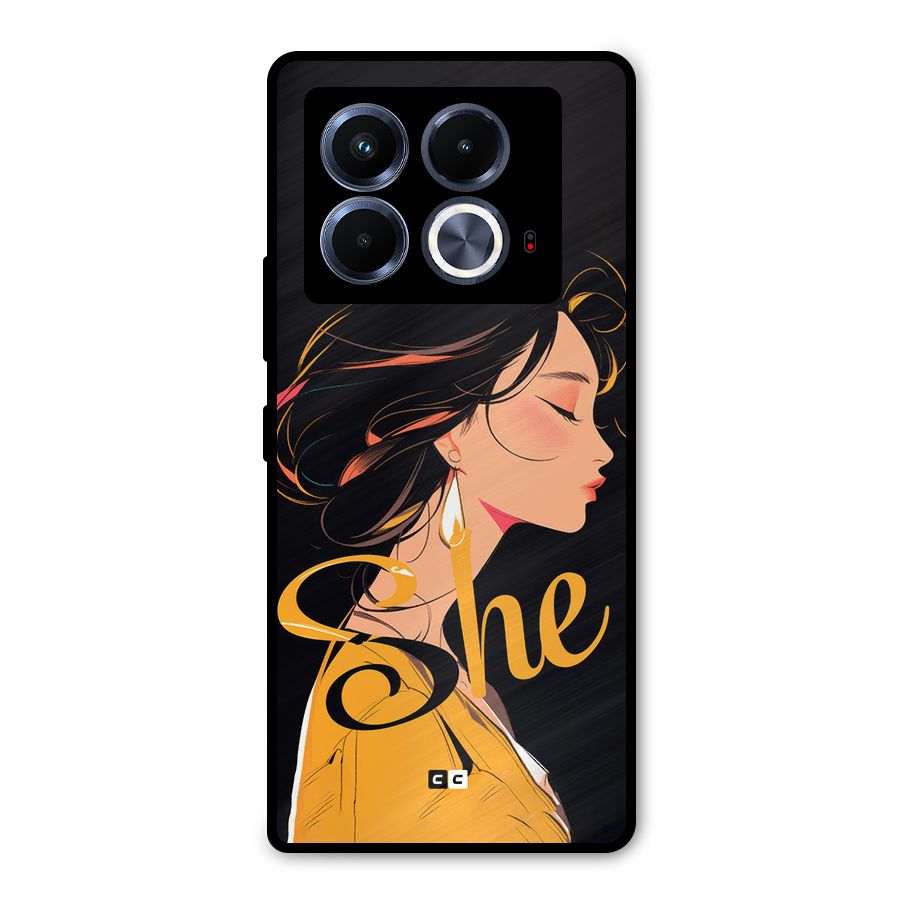 Yellow Lady Metal Back Case for Infinix Note 40 5G