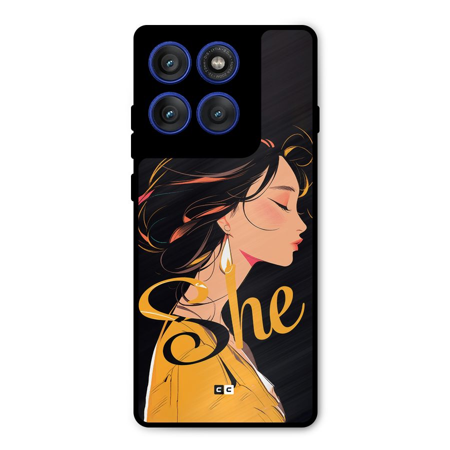 Yellow Lady Metal Back Case for Motorola Edge 60 Pro