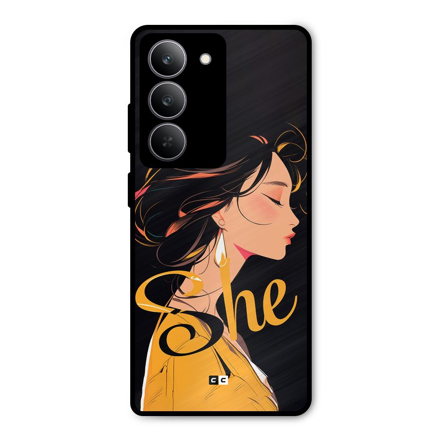 Yellow Lady Metal Back Case for Realme 14x