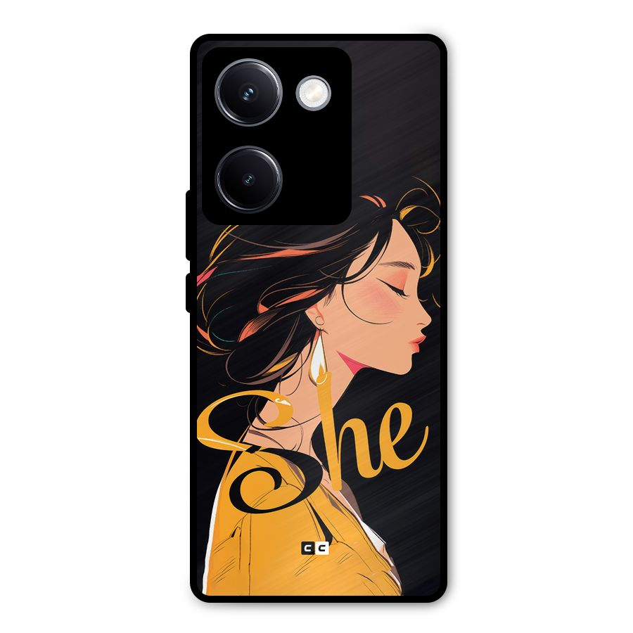 Yellow Lady Metal Back Case for Vivo Y300 Plus