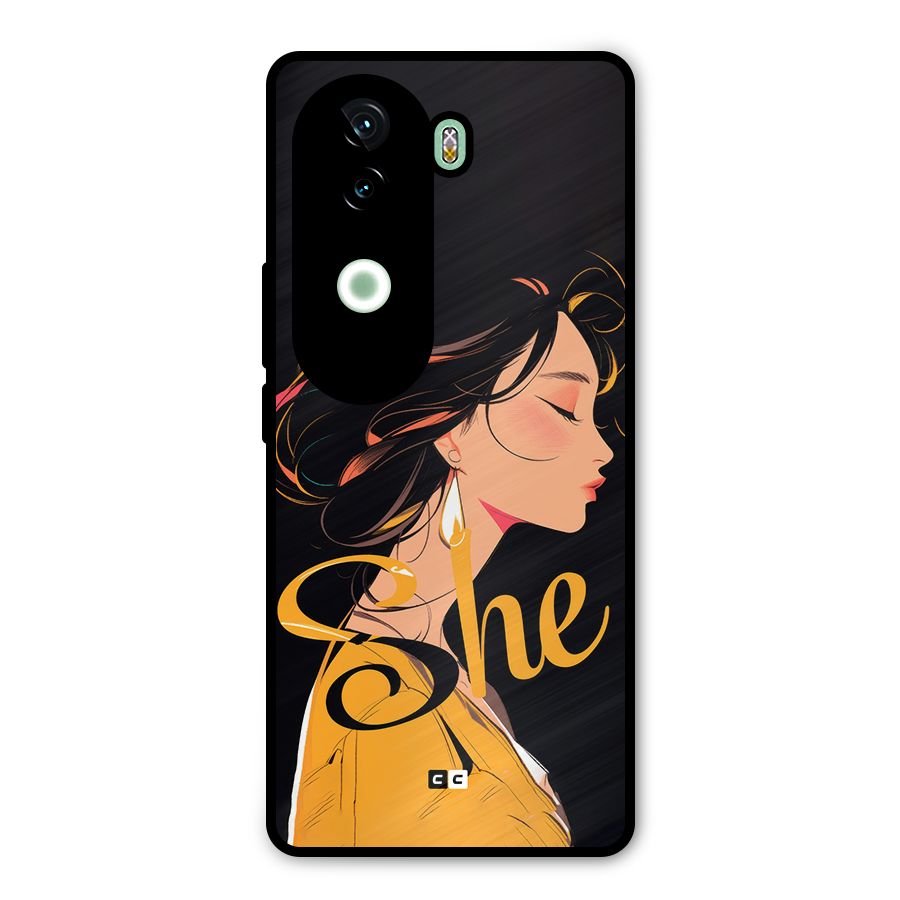 Yellow Lady Metal Back Case for iQOO Z9s