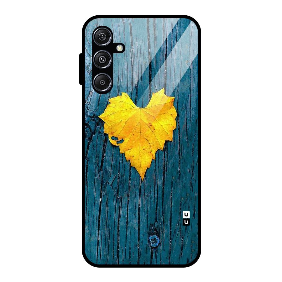 Yellow Leaf Glass Back Case for Galaxy M34 5G
