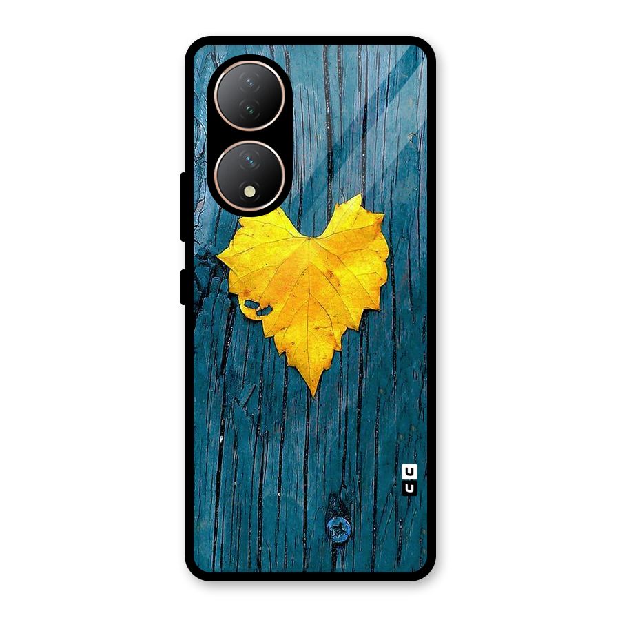 Yellow Leaf Glass Back Case for Vivo Y100A