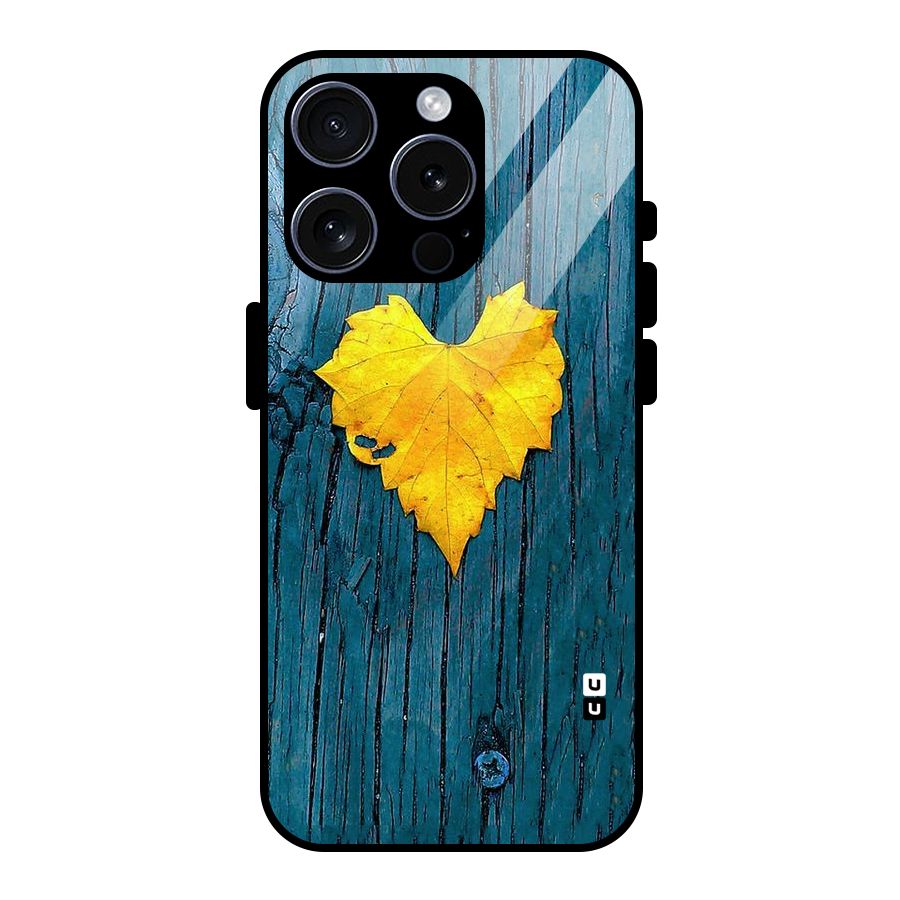 Yellow Leaf Glass Back Case for iPhone 15 Pro