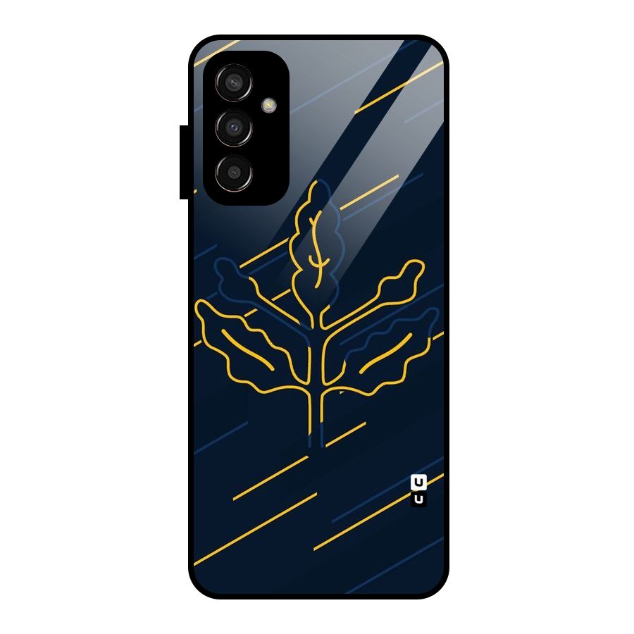 Yellow Leaf Line Glass Back Case for Galaxy F13