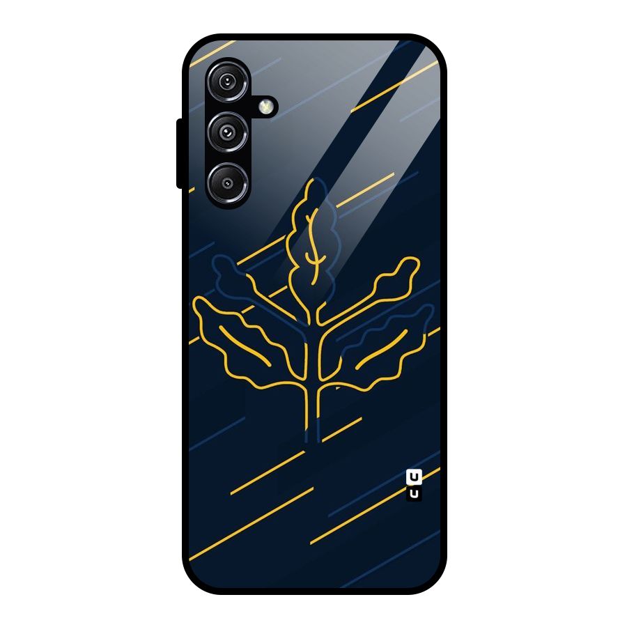 Yellow Leaf Line Glass Back Case for Galaxy M34 5G