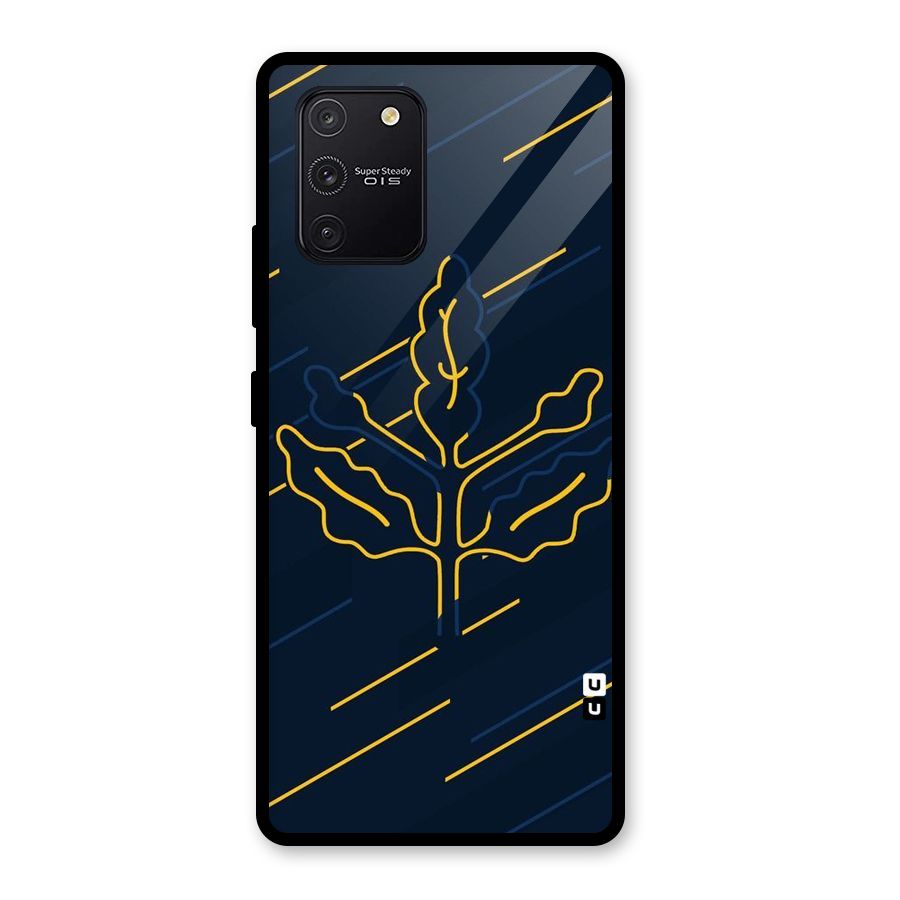 Yellow Leaf Line Glass Back Case for Galaxy S10 Lite