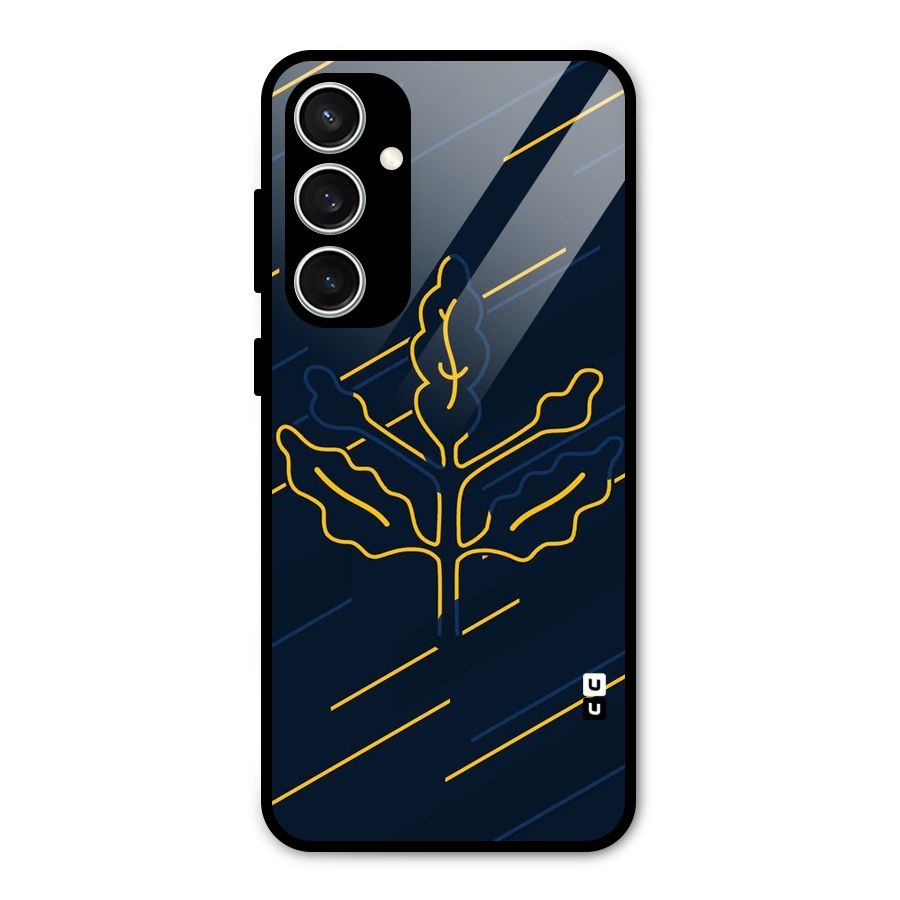Yellow Leaf Line Glass Back Case for Galaxy S23 FE
