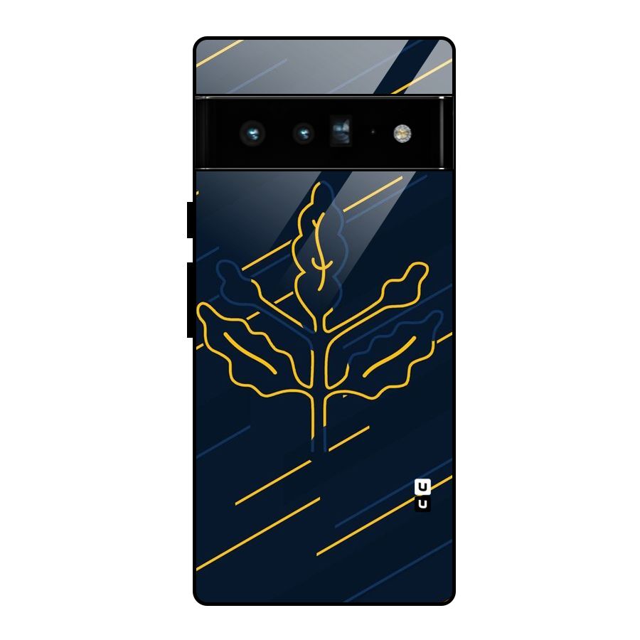 Yellow Leaf Line Glass Back Case for Google Pixel 6 Pro