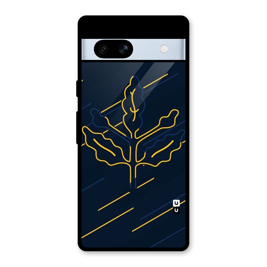 Yellow Leaf Line Glass Back Case for Google Pixel 7a