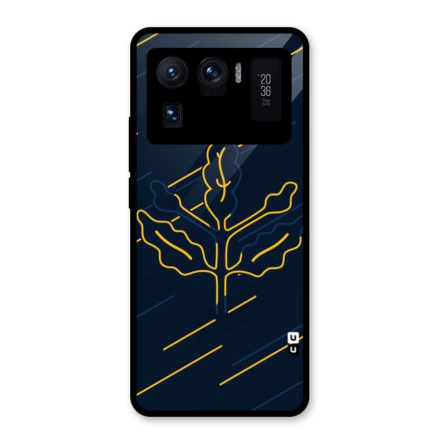 Yellow Leaf Line Glass Back Case for Mi 11 Ultra