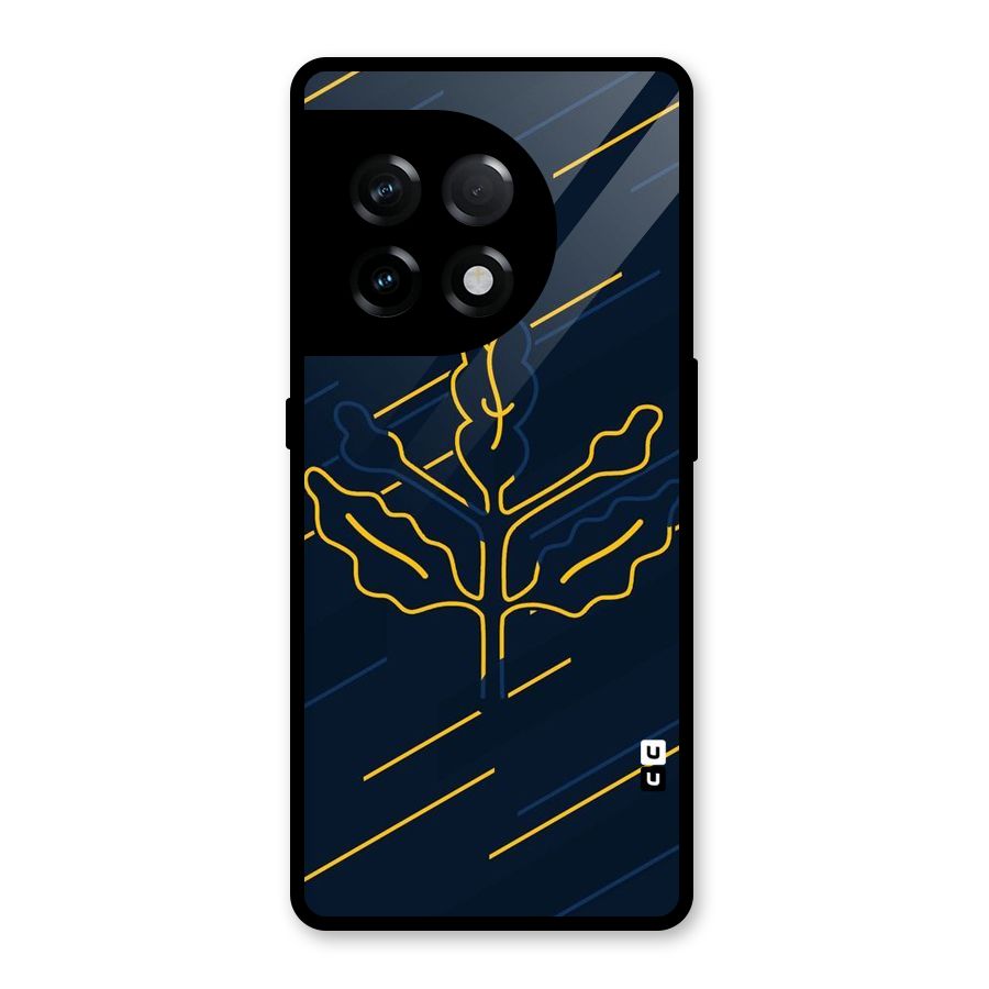 Yellow Leaf Line Glass Back Case for OnePlus 11R