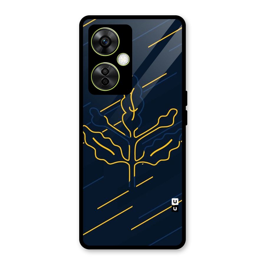 Yellow Leaf Line Glass Back Case for OnePlus Nord CE 3 Lite