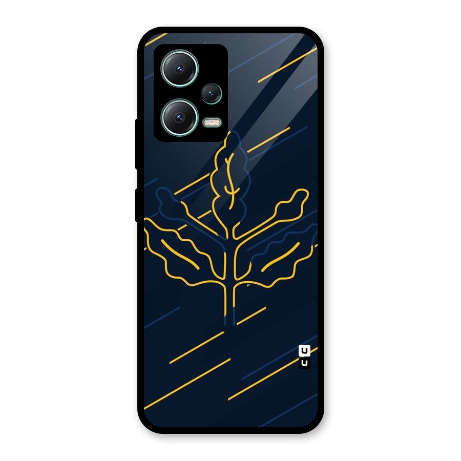 Yellow Leaf Line Glass Back Case for Poco X5