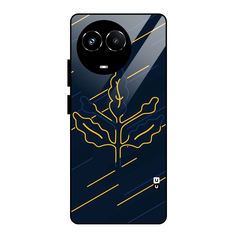 Yellow Leaf Line Glass Back Case for Realme 11X