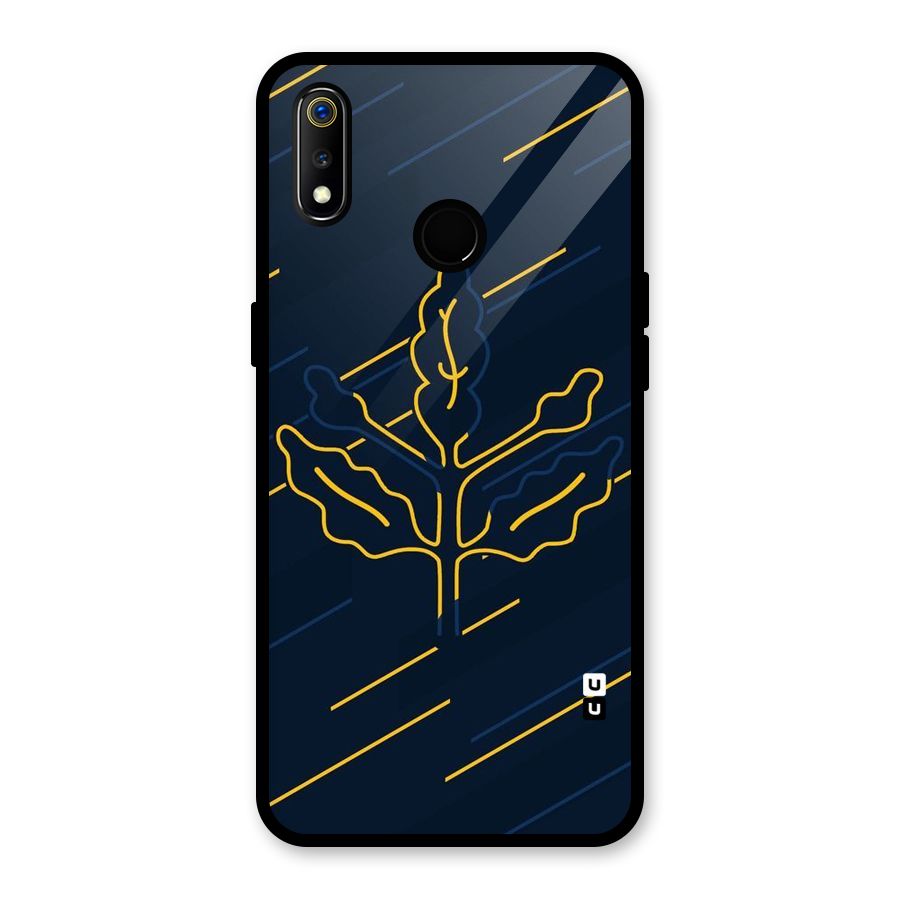 Yellow Leaf Line Glass Back Case for Realme 3i