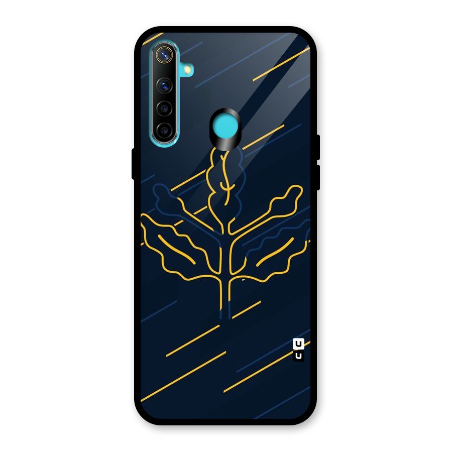 Yellow Leaf Line Glass Back Case for Realme 5i