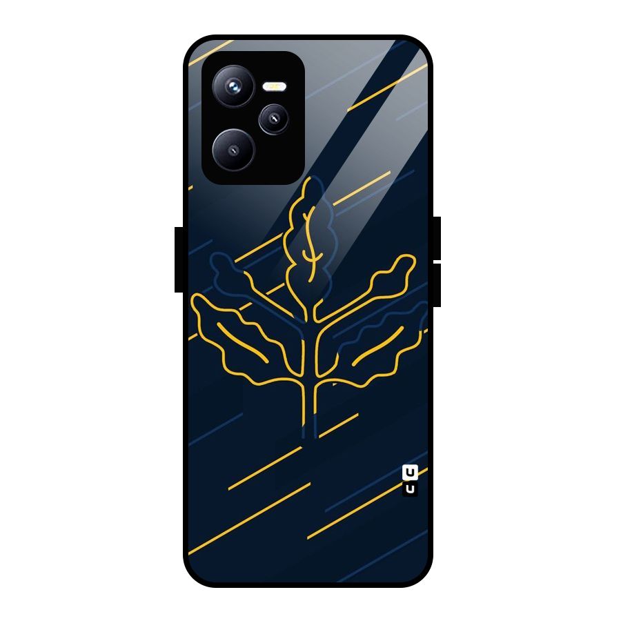 Yellow Leaf Line Glass Back Case for Realme C35