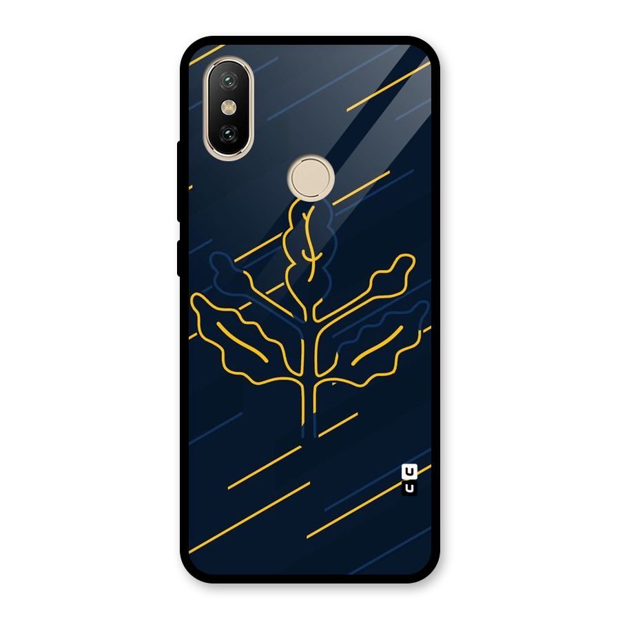 Yellow Leaf Line Glass Back Case for Redmi A2