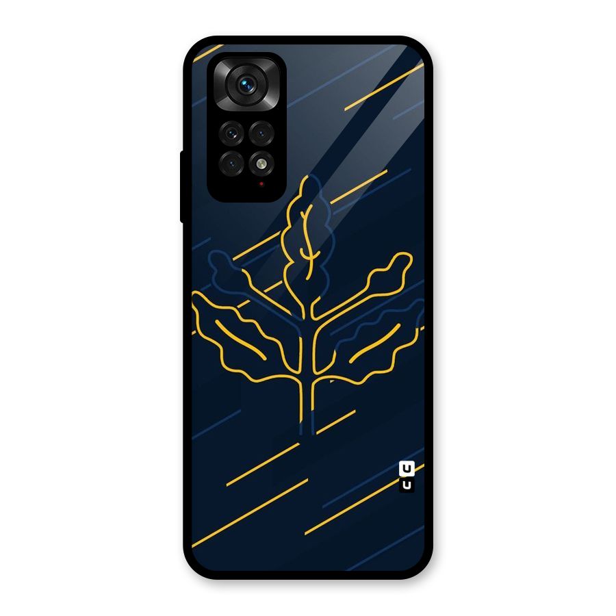 Yellow Leaf Line Glass Back Case for Redmi Note 11S