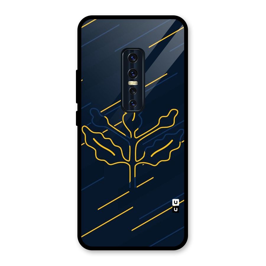 Yellow Leaf Line Glass Back Case for Vivo V17 Pro