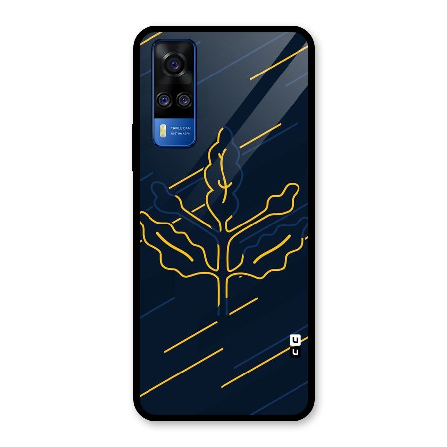 Yellow Leaf Line Glass Back Case for Vivo Y31