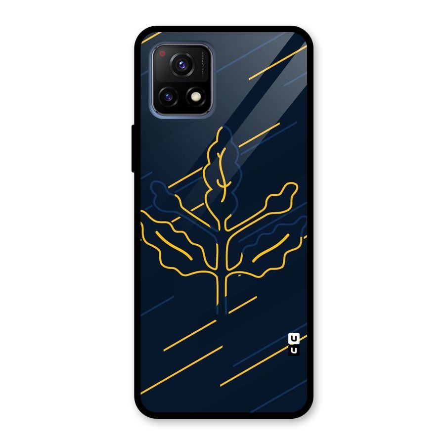 Yellow Leaf Line Glass Back Case for Vivo Y72 5G