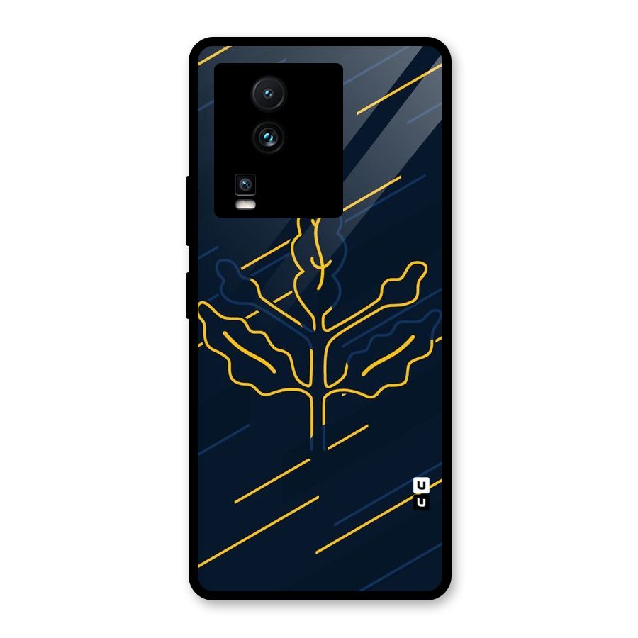 Yellow Leaf Line Glass Back Case for Vivo iQOO Neo 7
