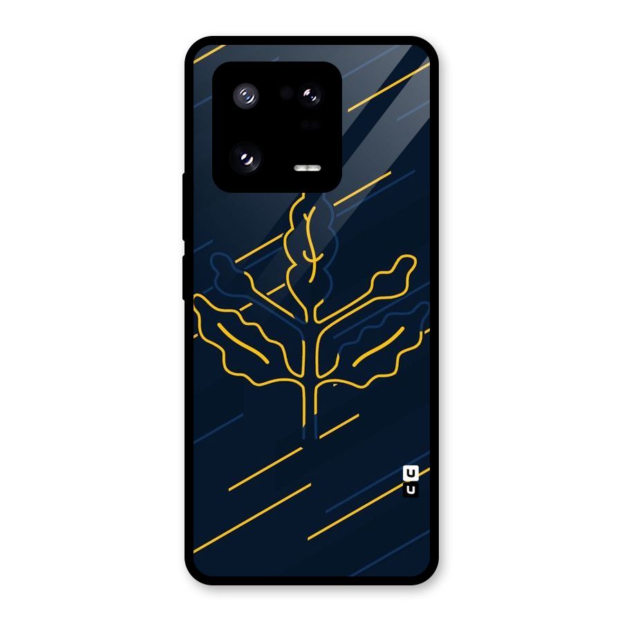 Yellow Leaf Line Glass Back Case for Xiaomi 13 Pro