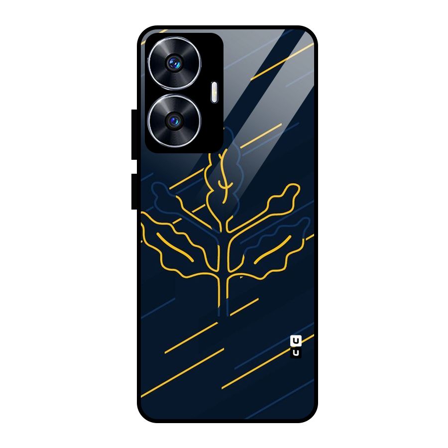 Yellow Leaf Line Glass Back Case for realme C55