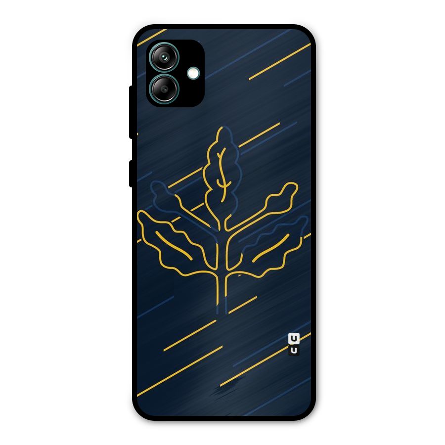 Yellow Leaf Line Metal Back Case for Galaxy A04