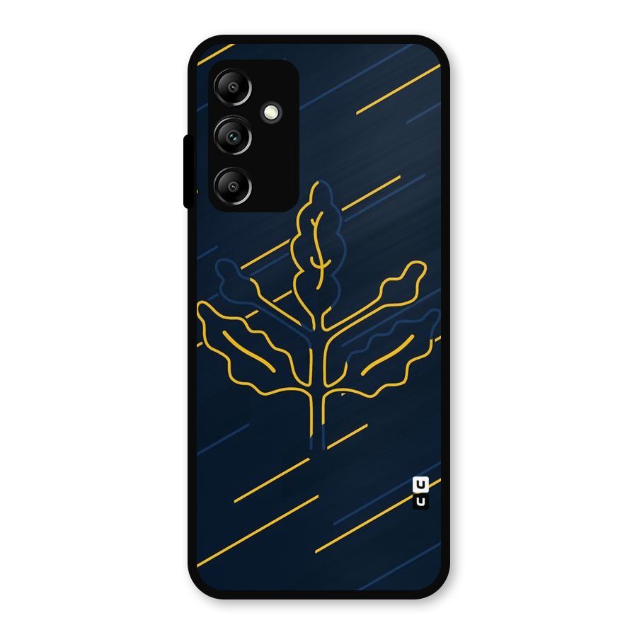 Yellow Leaf Line Metal Back Case for Galaxy A14 5G
