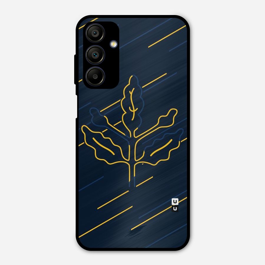 Yellow Leaf Line Metal Back Case for Galaxy A15 5G