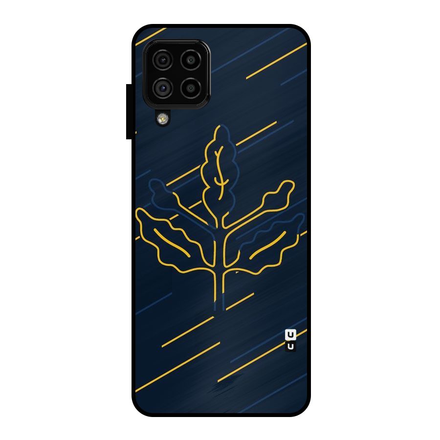 Yellow Leaf Line Metal Back Case for Galaxy A22 4G