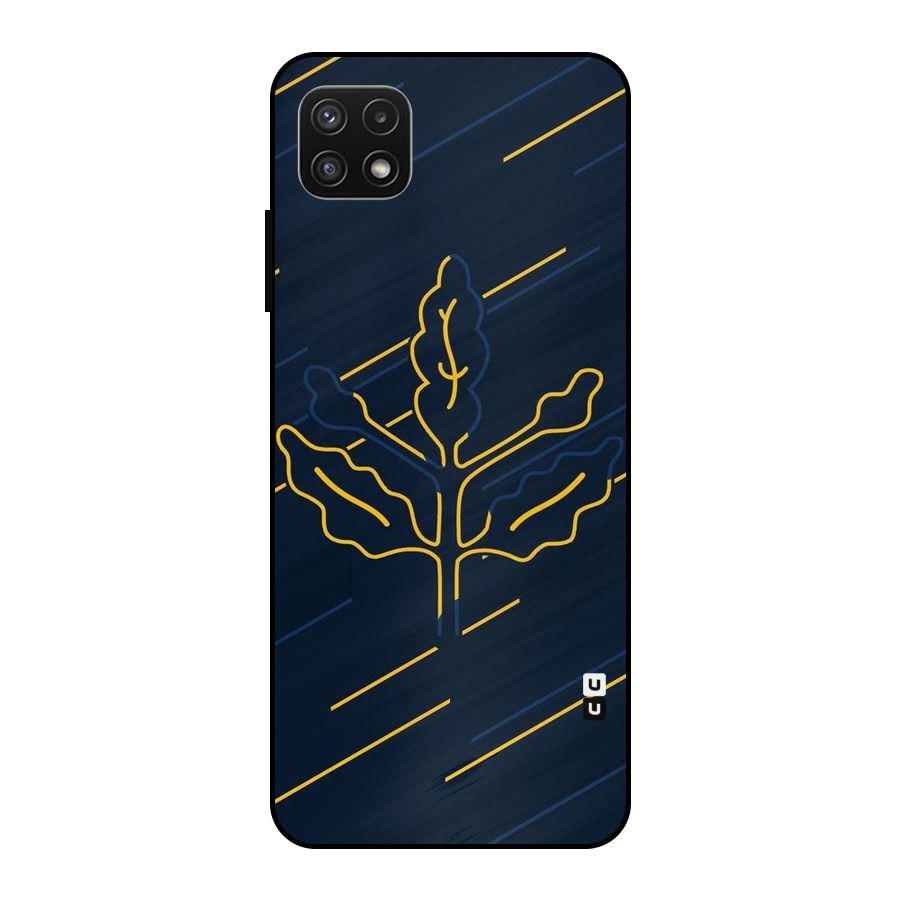 Yellow Leaf Line Metal Back Case for Galaxy A22 5G