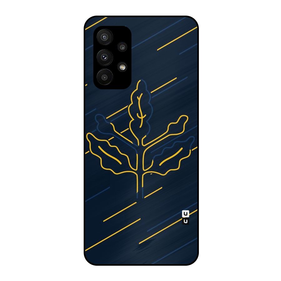 Yellow Leaf Line Metal Back Case for Galaxy A23