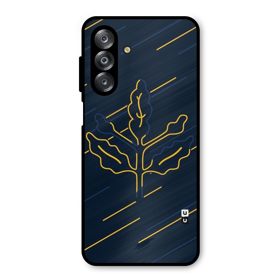 Yellow Leaf Line Metal Back Case for Galaxy A26