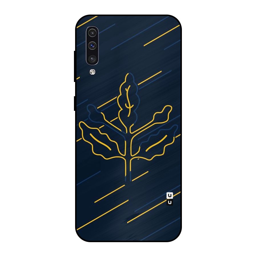 Yellow Leaf Line Metal Back Case for Galaxy A30s