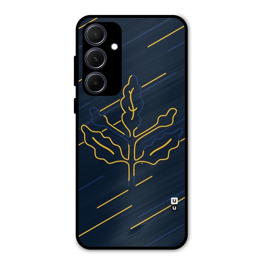Yellow Leaf Line Metal Back Case for Galaxy A35