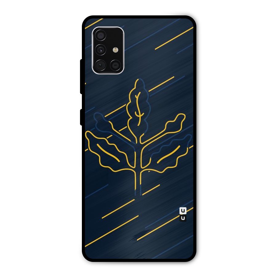 Yellow Leaf Line Metal Back Case for Galaxy A51