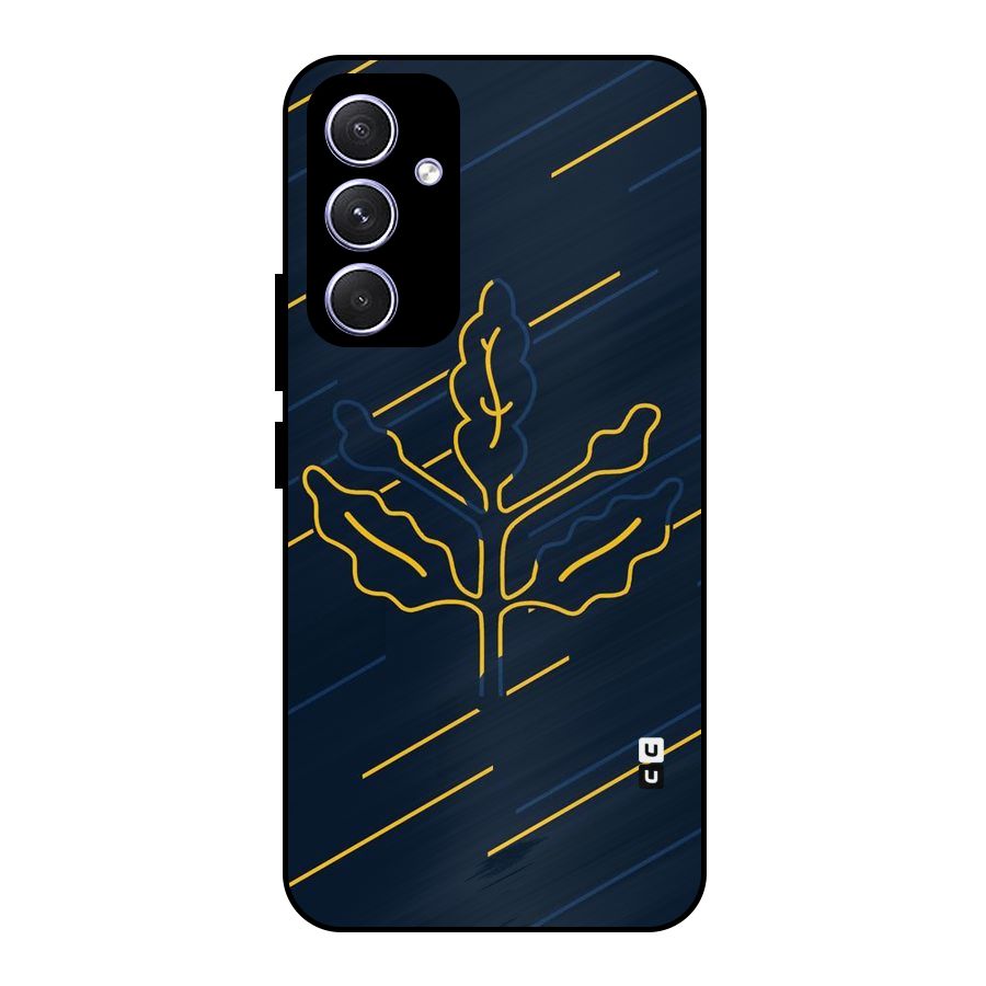 Yellow Leaf Line Metal Back Case for Galaxy A54