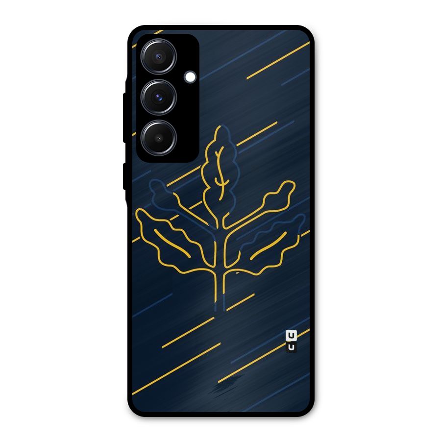 Yellow Leaf Line Metal Back Case for Galaxy A55