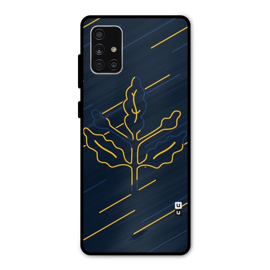 Yellow Leaf Line Metal Back Case for Galaxy A71