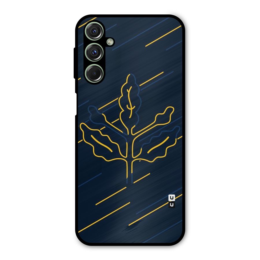 Yellow Leaf Line Metal Back Case for Galaxy F34