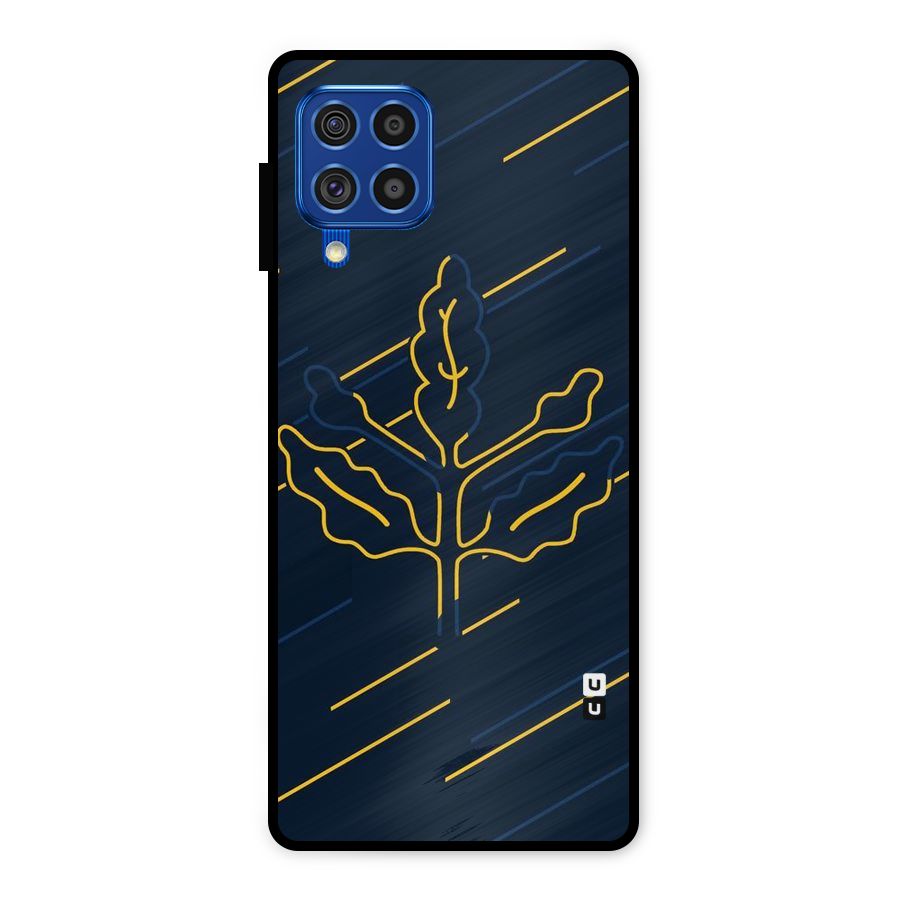 Yellow Leaf Line Metal Back Case for Galaxy F62