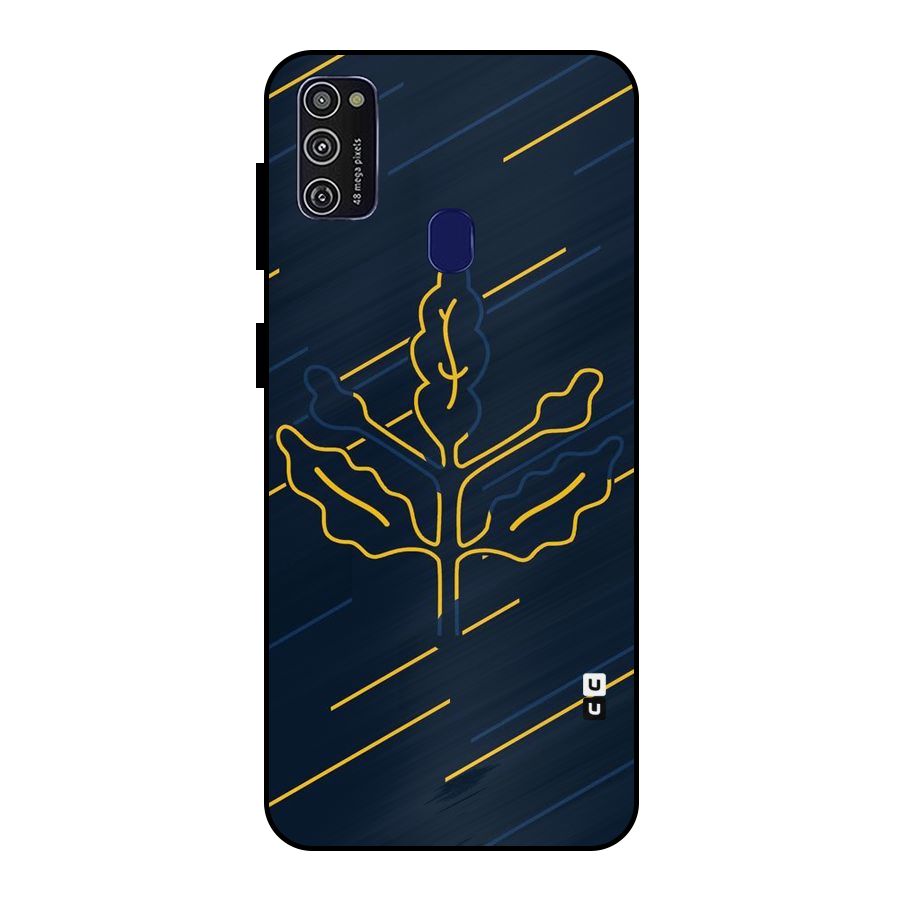 Yellow Leaf Line Metal Back Case for Galaxy M21