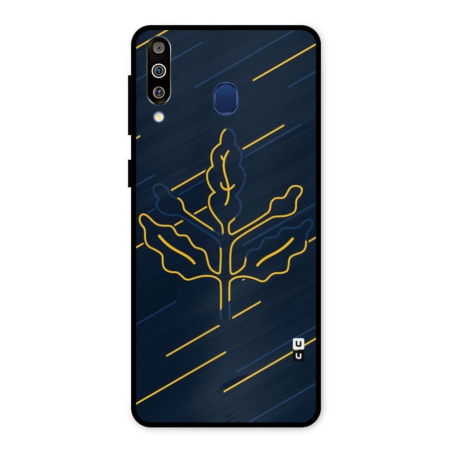 Yellow Leaf Line Metal Back Case for Galaxy M30